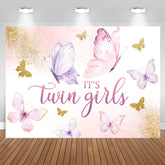 Zwilling Mädchen Schmetterling Funkeln Babydusche Hintergrund